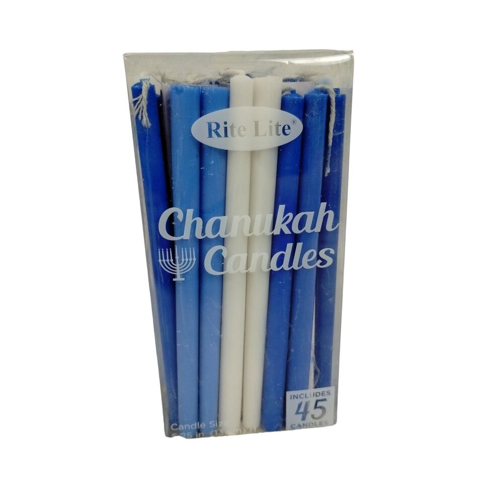 Rite Lite Chanukah Candles 45 Pieces Blue and White Fits Most Menorahs Hanukkah